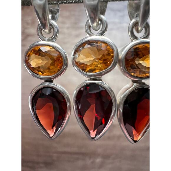 NEW citrine and garnet sterling silver pendant - Picture 9 of 10